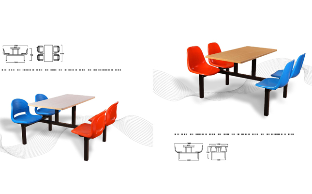 食堂餐桌椅|快餐桌椅MG-KC17
